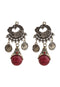 Red Stone Droup Oxidised Earrings 15g